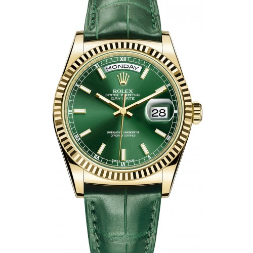 Réplicas de relógio da Rolex-day-date-gold-green-edition
